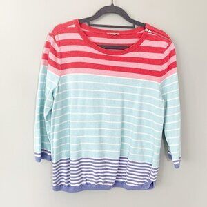 Talbots‎ petites striped soft long sleeve pullover sweater - Medium petite